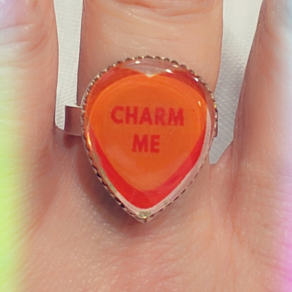 Glass Crystal Charm Me Sterling Gemstone Ring